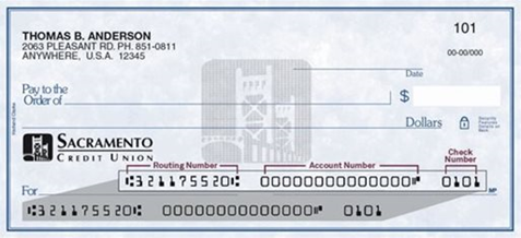 Check image showing location of routing number and account number