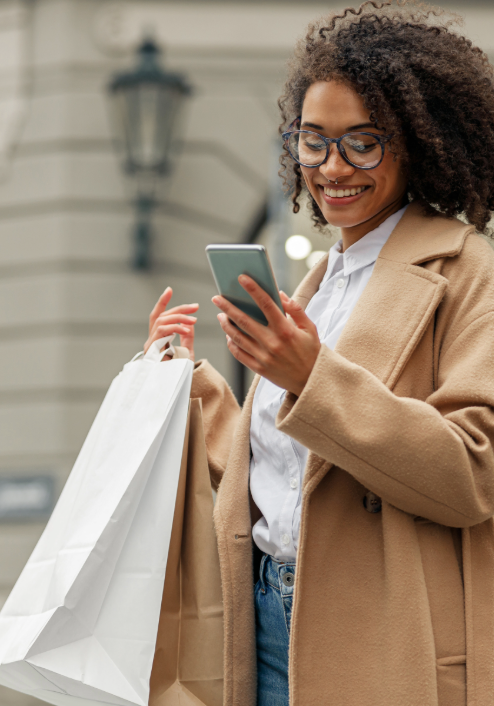 Content Cards Pop Up Images 2 Woman shopping at an outdoor mall