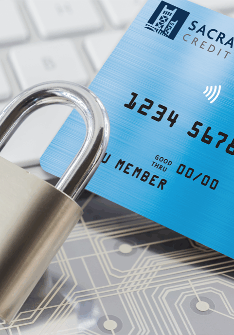 Security Padlock on Keyboard with SCU Credit Card