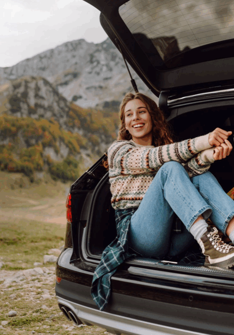 Resting in back of SUV